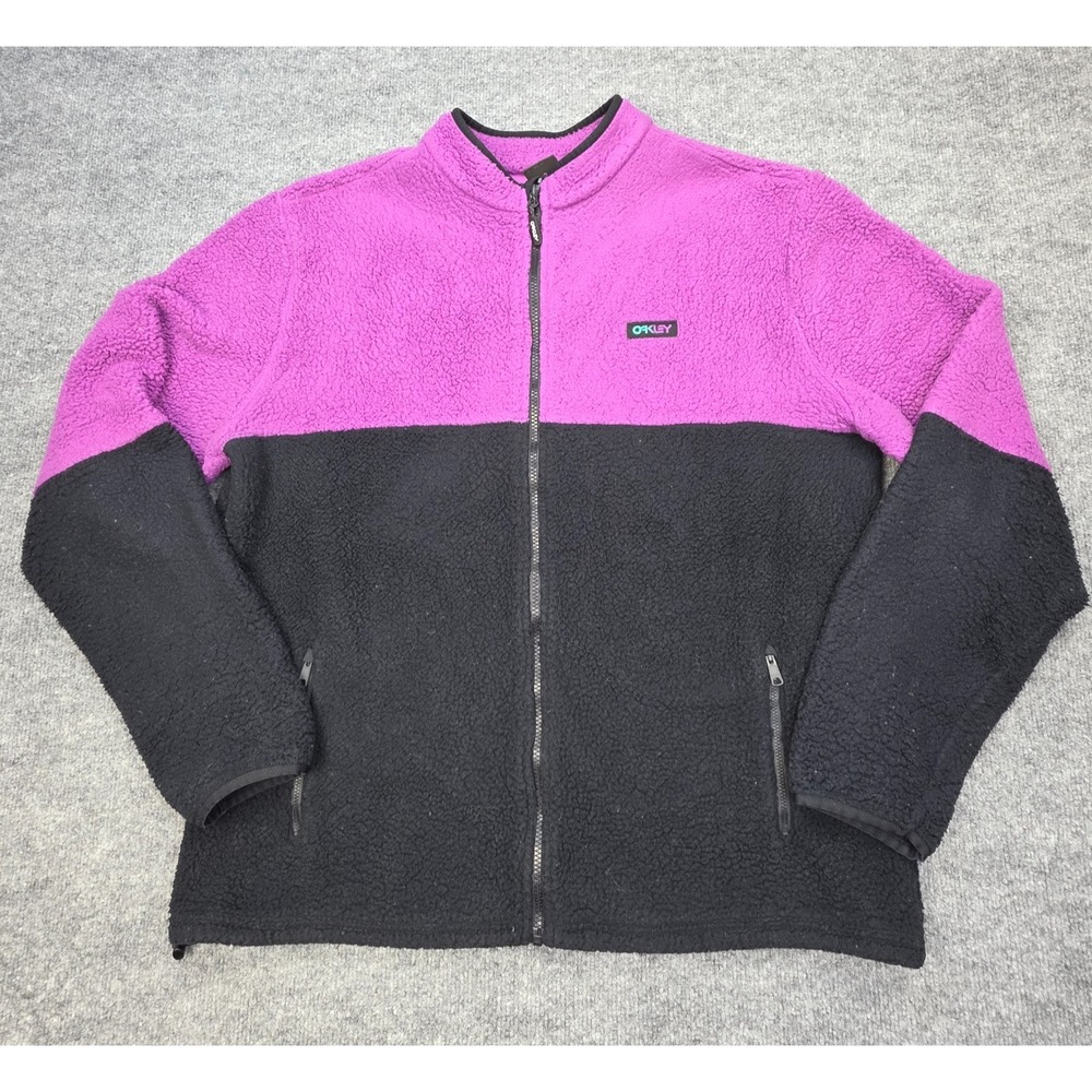 Oakley Gradient B1B Patch FZ Fleece Mens L Purple Black Sherpa Full Zip Jacket